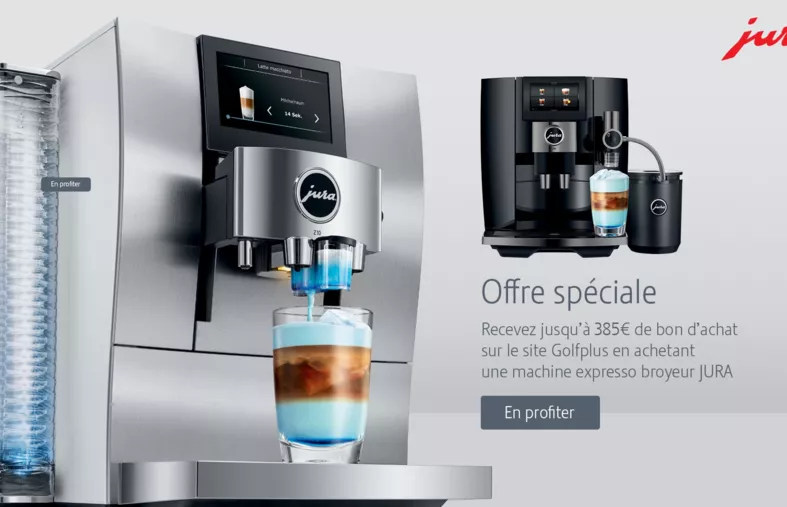 Offre licenciés : grâce aux machines à café JURA, des bons d’achat chez Golf Plus